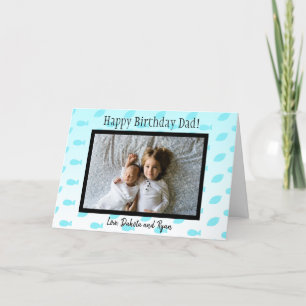 Carte Joyeux anniversaire papa poisson et Footballs Cart