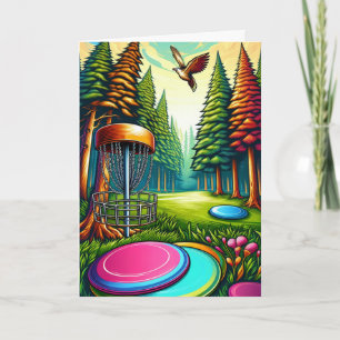 Carte Joyeux anniversaire papa thème disc golf 