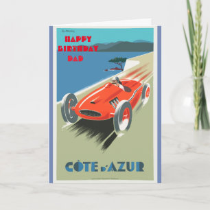 Carte Joyeux Anniversaire Papa Voiture de Course Vintage