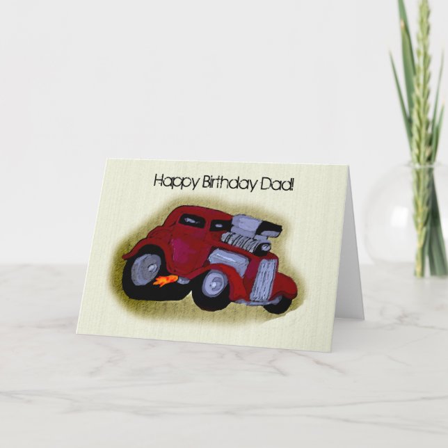 Carte Joyeux anniversaire papa Voiture Salutation (Devant)