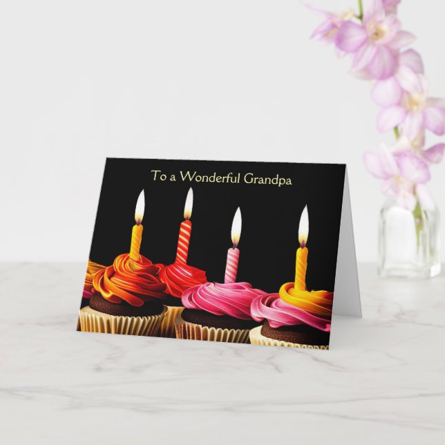 Carte Joyeux anniversaire papi avec bougies d'anniversai (Orchidée)