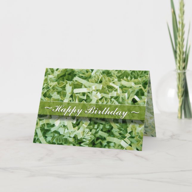 Carte Joyeux Anniversaire Papier Vert Déchiqueté Abstrai (Devant)