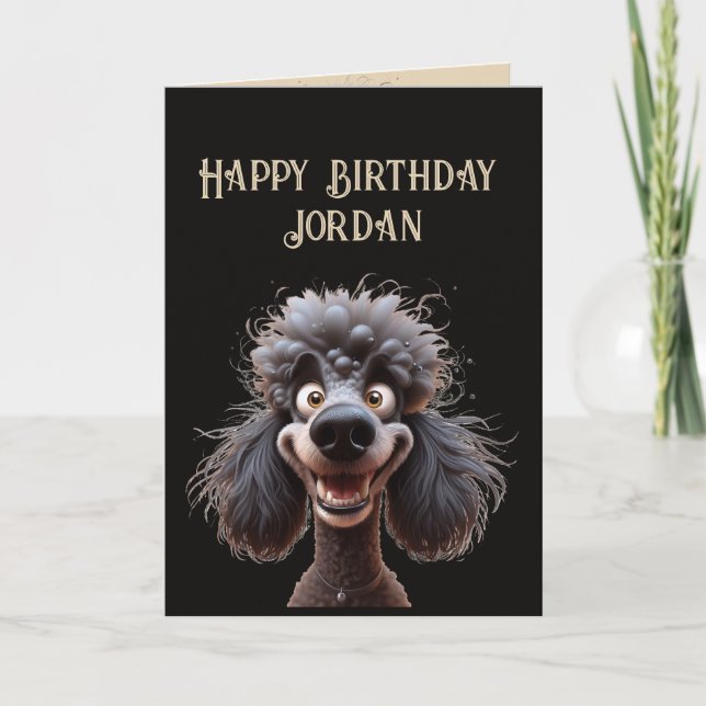 Carte Joyeux Anniversaire Pas De Stress Poodle Chien Nom (Devant)