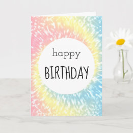 Carte Joyeux anniversaire Pastel Tie Dye Hippie Swirl