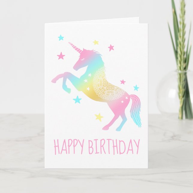 Carte Joyeux Anniversaire Pastel Unicorn (Devant)