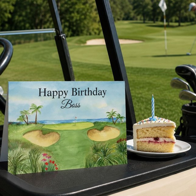 Carte Joyeux Anniversaire Patron Golf Tropical (Créateur téléchargé)