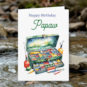 Carte Joyeux anniversaire Pawpaw   Boîte d'articles de p