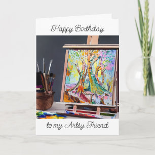 Carte Joyeux anniversaire   Peinture sur l'agneau des ar