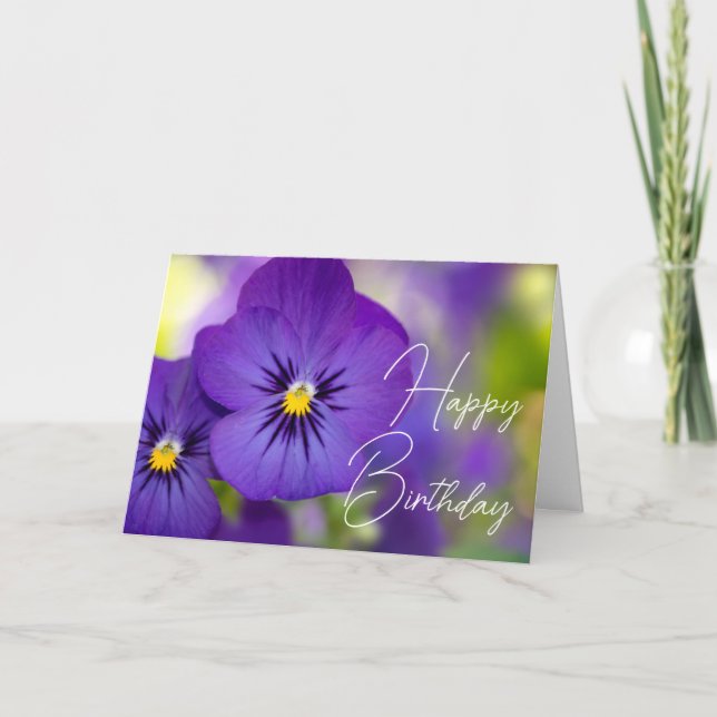 Carte Joyeux Anniversaire | Pensées Violettes (Devant)