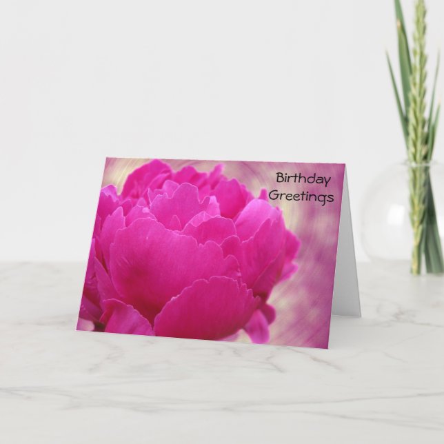 Carte Joyeux anniversaire - Peony Swirl (Devant)