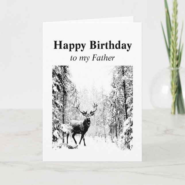 Carte Joyeux anniversaire Père Vintage Stag, Cerf (Devant)