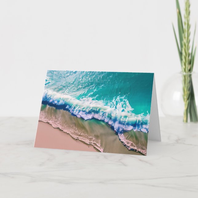 Carte Joyeux anniversaire personnalisable | Vagues turqu (Devant)