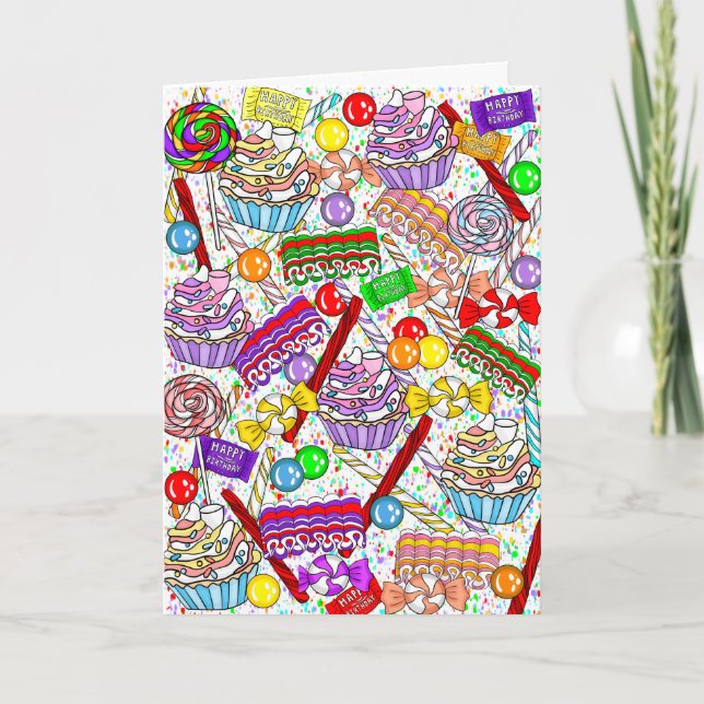 Carte Joyeux anniversaire personnalisé | Bonbons Whimsic (Devant)
