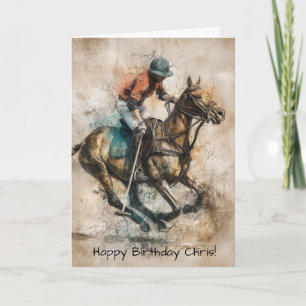 Carte Joyeux Anniversaire Personnalisé Cheval Polo