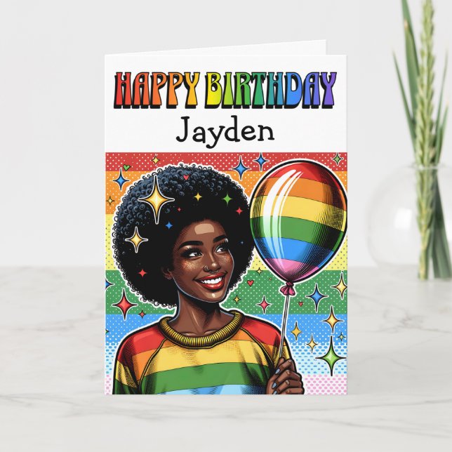 Carte Joyeux anniversaire Personnalisé LGBTQIA+ (Devant)