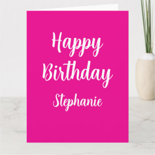 Carte Joyeux Anniversaire Personnalisé Nom Hot Pink Girl