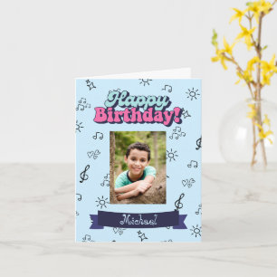 Carte Joyeux anniversaire personnalisé photo bleue