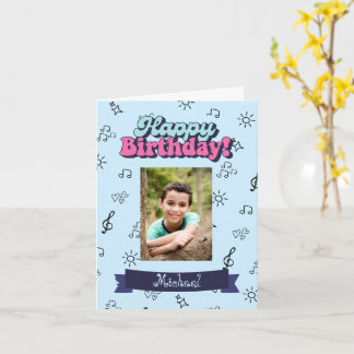 Carte Joyeux anniversaire personnalisé photo bleue