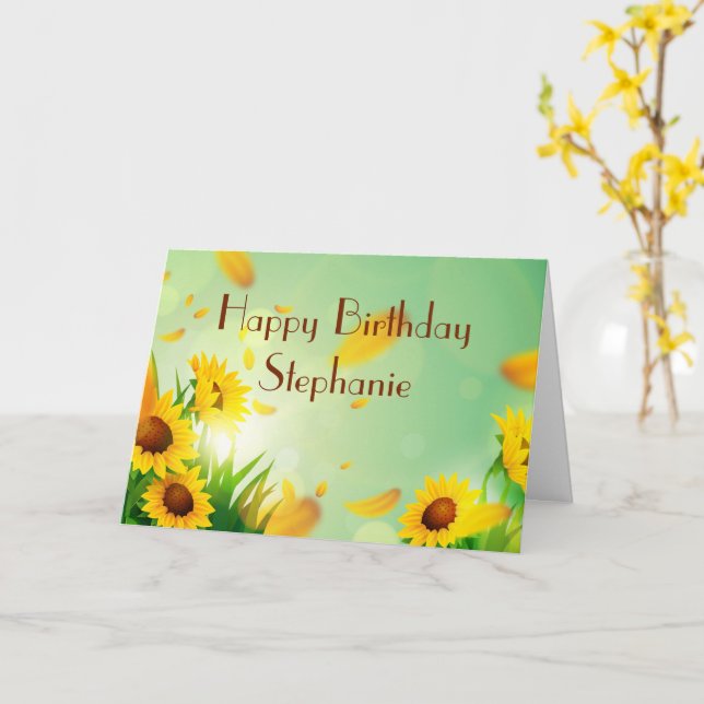 Carte Joyeux anniversaire personnalisé pour ses tourneso (Fleur jaune)