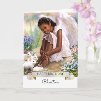 Carte Joyeux anniversaire. Petit Ange | Nom personnalisé