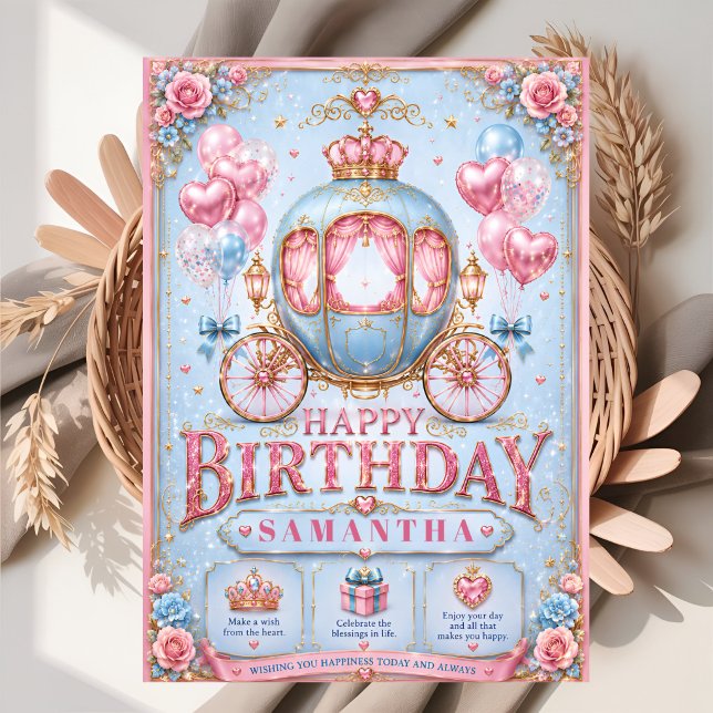 Carte Joyeux anniversaire petit carrosse de princesse (Créateur téléchargé)