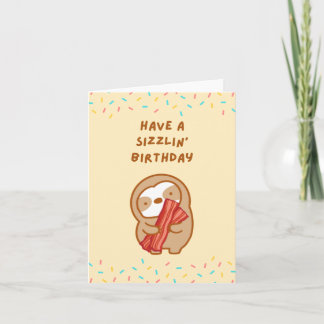 Carte Joyeux Anniversaire Petit-Déjeuner Bacon Sloth