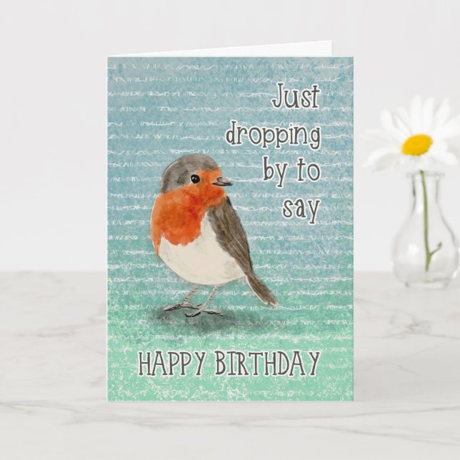 Carte Joyeux Anniversaire Petit Oiseau de Passage  (Petite plante)