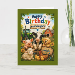 Carte Joyeux Anniversaire Petite-Fille Animaux de la Fer