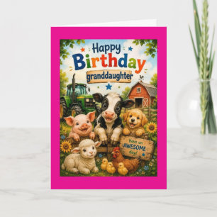 Carte Joyeux Anniversaire Petite-Fille Animaux de la Fer