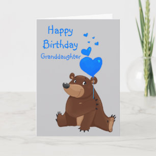 Carte Joyeux Anniversaire Petite-Fille Ballon Ours