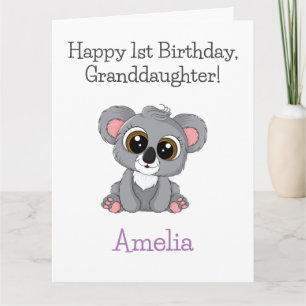 Carte Joyeux anniversaire, petite-fille Cute Koala