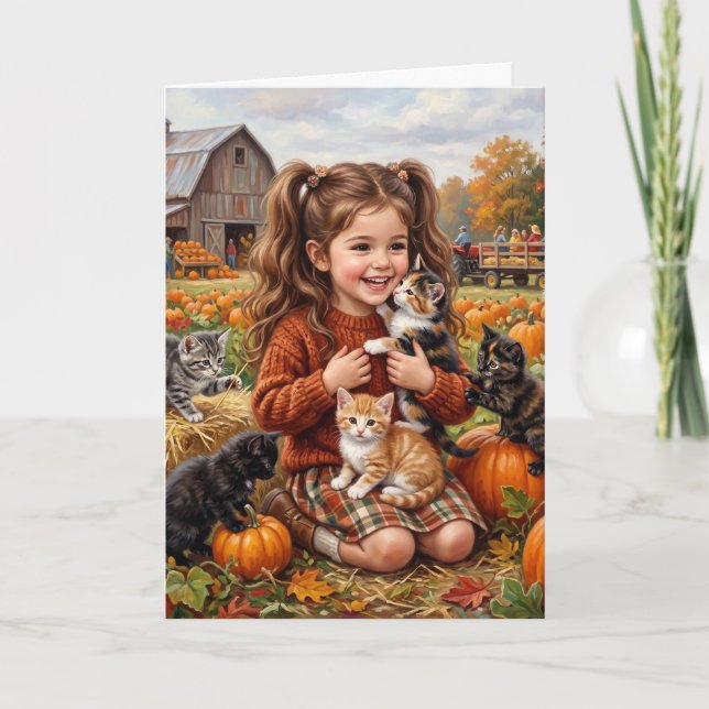 Carte Joyeux Anniversaire Petite Fille Mignon Chat Greet (Devant)