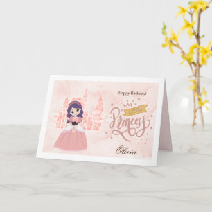 Carte Joyeux anniversaire, petite princesse. Nom personn