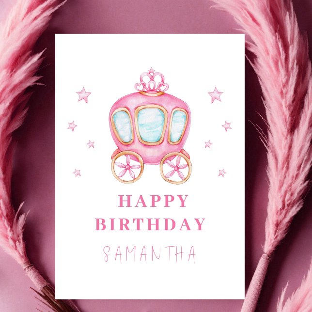 Carte Joyeux anniversaire petite voiture princesse (Créateur téléchargé)