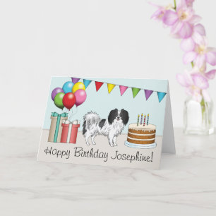 Carte Joyeux Anniversaire Phalène Chien Mignon Noir Et B