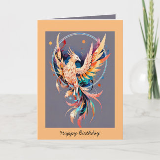 Carte Joyeux anniversaire phénix en plein essor texte pe