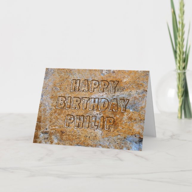 Carte Joyeux anniversaire Philip d'âge de pierre (Devant)