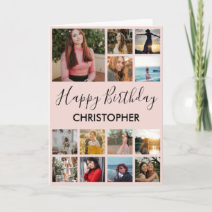 Carte Joyeux Anniversaire Photo Collage 13 Photos Rose N