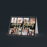 Carte Joyeux Anniversaire Photo Collage Elegant Black &<br><div class="desc">Créez votre propre souhait d'anniversaire heureux unique pour un membre de la famille ou un ami avec un collage photo moderne carte de voeux pliée nom personnalisé. Toutes les images et le libellé de ce modèle sont simples à customiser. Les couleurs et les styles de police sont également faciles à...</div>