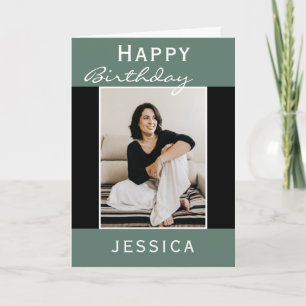 Carte Joyeux Anniversaire Photo Noir Sarcelle Moderne