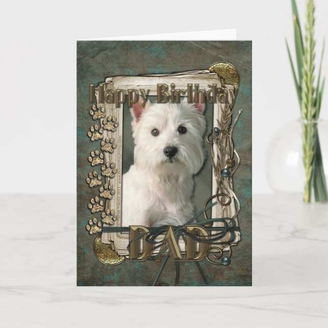 Carte Joyeux Anniversaire - Pierres de pierre - Westie - (Devant)
