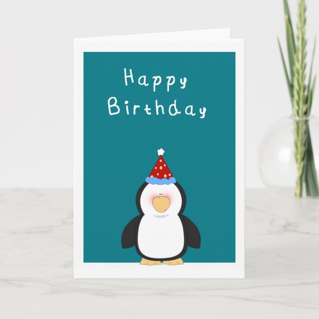 Carte Joyeux Anniversaire Pingouin mignon (Devant)
