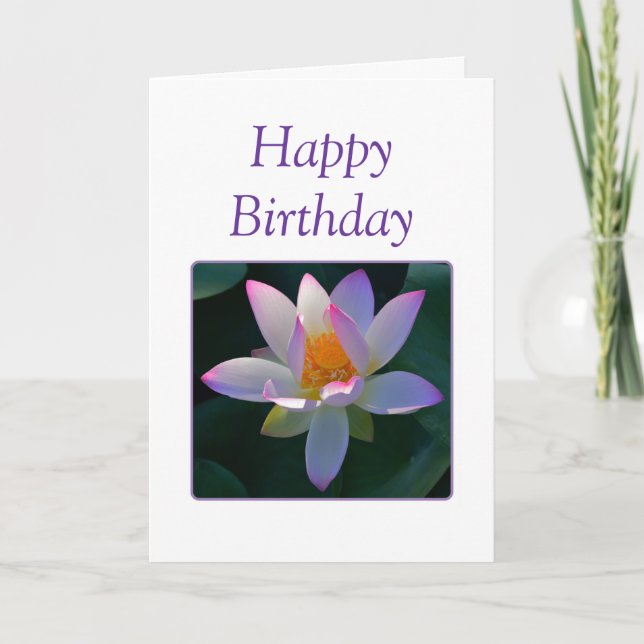 Carte Joyeux anniversaire Pink Lotus Flower (Devant)