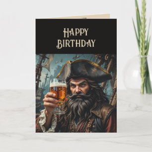 Carte Joyeux Anniversaire Pirate lever verre en respect
