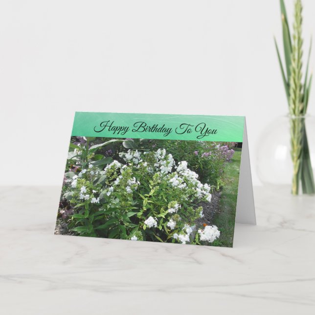 Carte Joyeux Anniversaire Plutôt Blanc Champ de Fleurs (Devant)