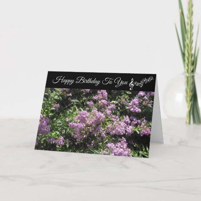 Carte Joyeux Anniversaire Plutôt Fleurs Violettes (Devant)