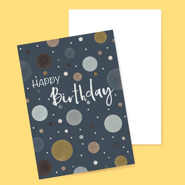 Carte Joyeux Anniversaire Points Modernes Bleu Foncé  (Créateur téléchargé)