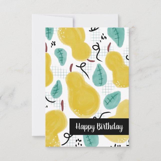 Carte Joyeux Anniversaire Poires Aquarelle (Devant)