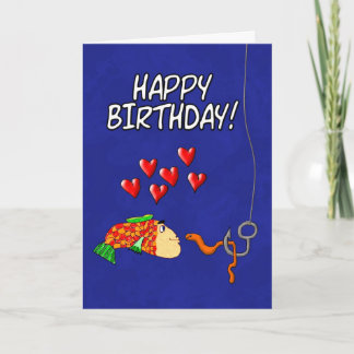 Carte Joyeux Anniversaire Poisson et Appât Humoristique