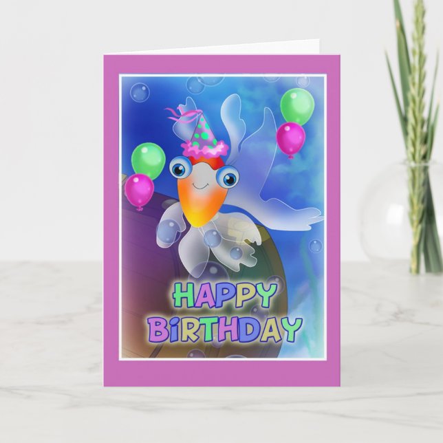 Carte Joyeux anniversaire Poisson style 002 (Devant)